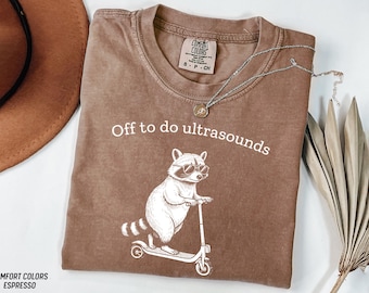 Ultrasound Tech Shirt Funny Sonographer Gift Raccoon Scooter Radiology Tee Men Women