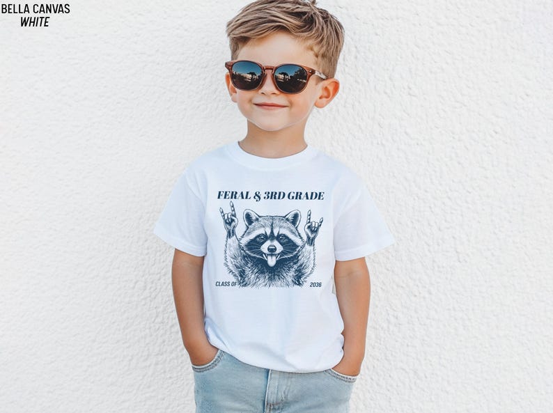 Feral 3rd Grade Shirt Funny Raccoon Back To School Tee Kids Boys Girls bild 15