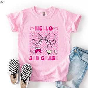 3rd Grade Shirt Hello Third Grade Coquette Bow Back To School Girls Tee