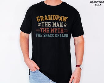 Grandpaw Shirt Dog Grandpa Gift Funny Fathers Day Man Myth Snack Dealer