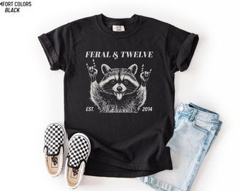 Camiseta personalizada para el 12º cumpleaños, camiseta Feral and Twelve con año personalizado para niña o niño