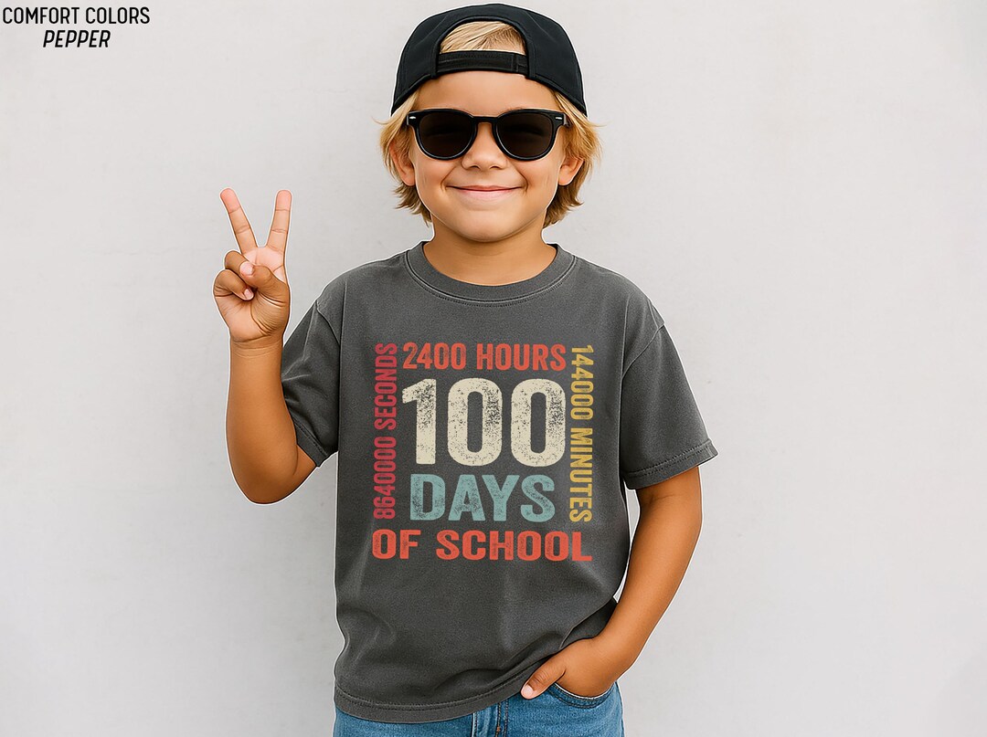 100 Days of School Shirt for Kids, Retro Numbers 100th Day Celebration ...