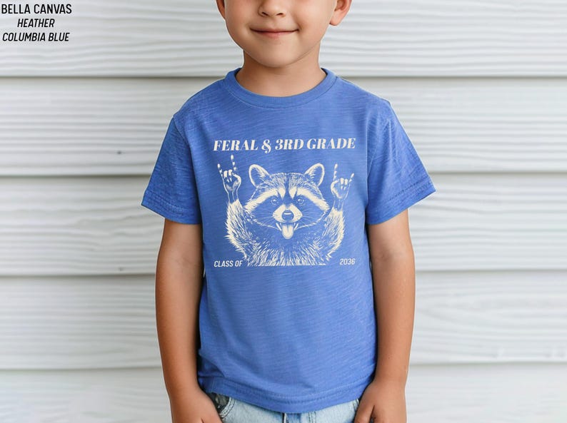 Feral 3rd Grade Shirt Funny Raccoon Back To School Tee Kids Boys Girls bild 3