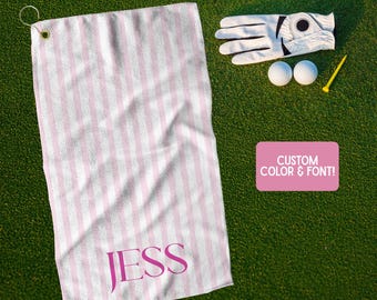 Custom Girls Golf Towel, Personalized Name Golf Gift for Her, Cute Monogram Golf Towel for Teens, Womens Golf Towel, Personalized Golf Towel