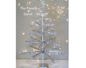 retro vintage style silver aluminum tinsel tree decoration mid century christmas table top feather tree ornament shabby chic display - Vintage Tinsel Christmas Tree retro vintage style silver aluminum tinsel tree decoration mid century christmas table top feather tree ornament shabby chic display - Vintage Tinsel Christmas Tree