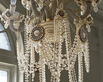 shabby chic lighting chandelier wood metal chandelier ivory pearl garland decoration beads centerpiece shabby chic home decor chic chandelier etsy shabby chic lighting chandelier wood metal chandelier ivory pearl garland decoration beads centerpiece shabby chic home decor chic chandelier etsy