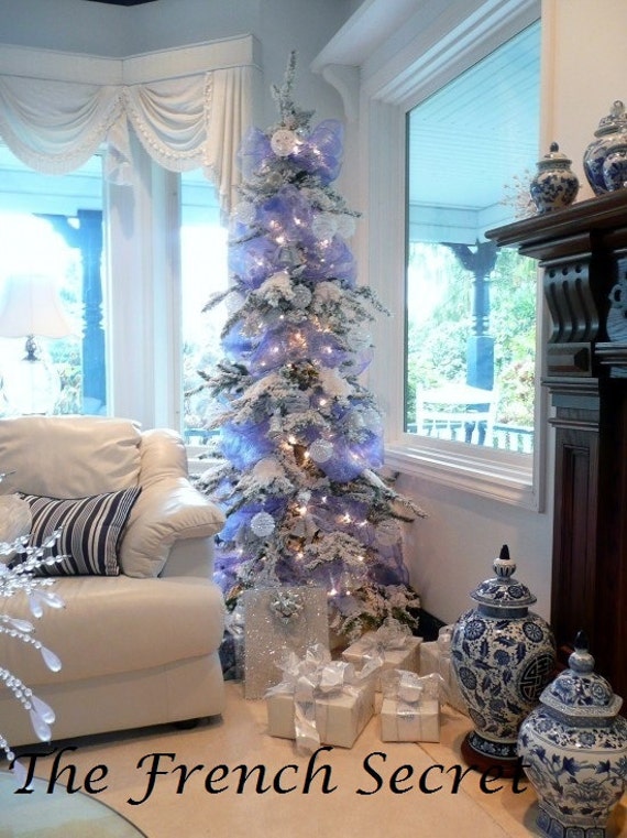 Christmas Purple Tulle Garland Ribbon Tree Spool Home Decor Wreath Centerpiece Topper