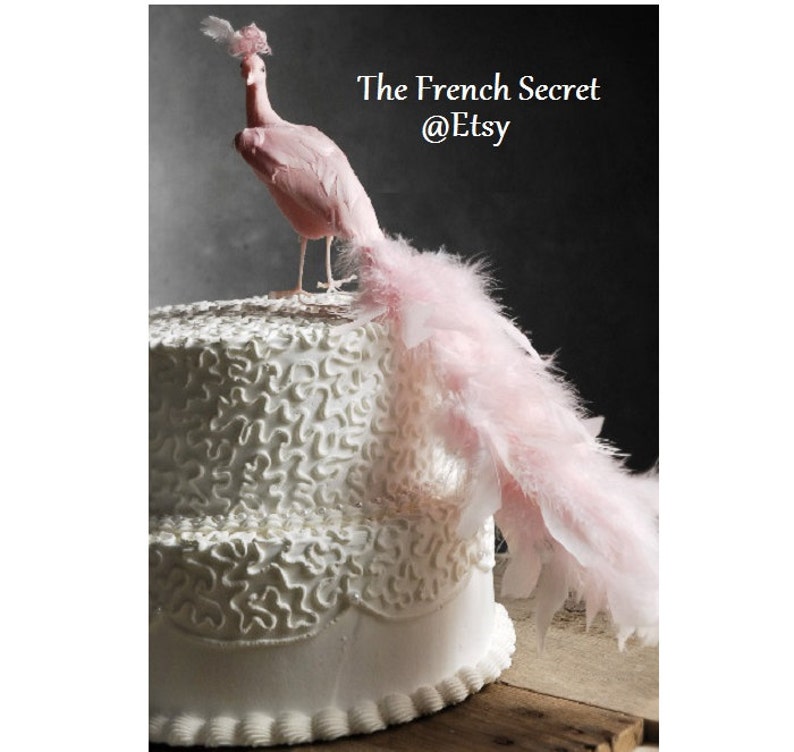 Baptism Pink Peacock Cake Topper For Girl Party Decoration Etsy