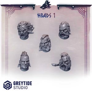 Primal Hounds Heads | GreyTide Studio | 40k bits | Space Vikings Wolves
