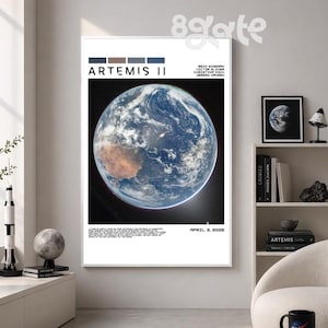 Artemis II Jorden Poster, Orion Fönster Rymd Väggkonst, Digital Nedladdning NASA