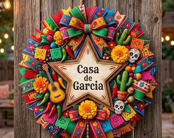 Mexican Fiesta Cinco De Mayo Personalized Welcome 2D Wood Sign, Mexico Battle of Puebla Festival Door Sign, Hispanic Decor ipatucdm00002
