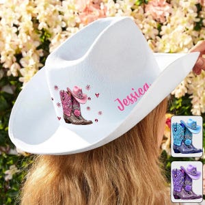 Cowgirl Personalized Wide Brim Cowboy Hat, Boots on The Ground Felt Rodeo Hat, Horse Rider Federal Hat for Western Style Lover ipatucwg00128