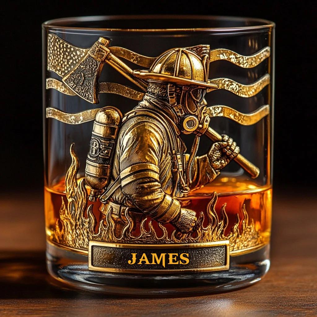 Feuerwehr Whiskygläser 2er Set – 340 Ml Mit US-Flagge Design, Geschenk Für Feuerwehrmann & Ersthelfer