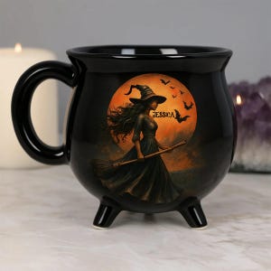 Witches Brew Personalized Witch Cauldron Mug, Magical Witch with Bats Coffee Mug for Wiccans, Witchy Gothic Vibe Gift for Her  ipatuwic00114