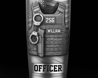 Vaso personalizado para policía, vaso térmico metálico para policía, taza de viaje militar, regalo para él, regalo de jubilación ipatuplc00018