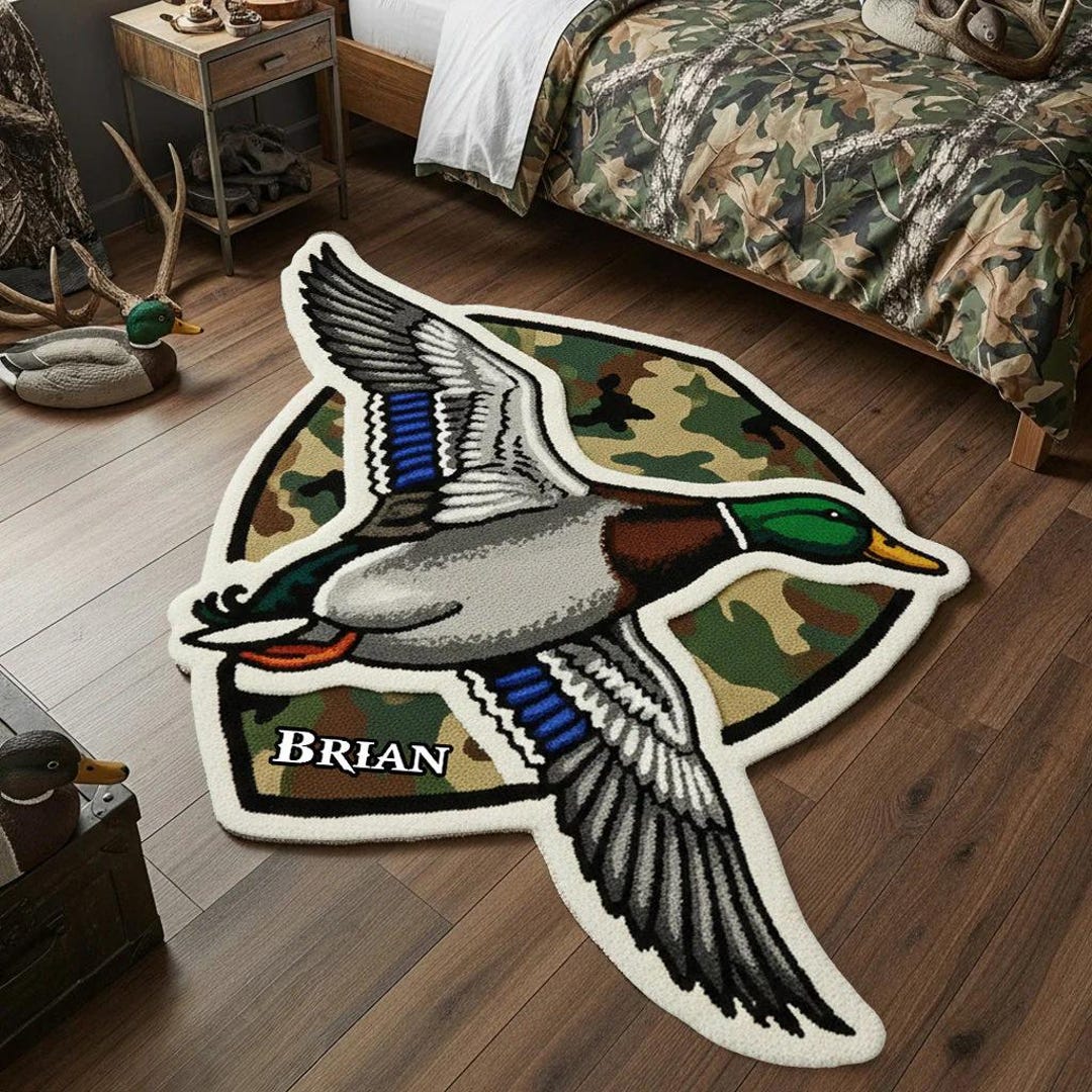 Personalized Hunting Non-slip Tufted Rug, Duck Waterfowl Deer Fluffy ...