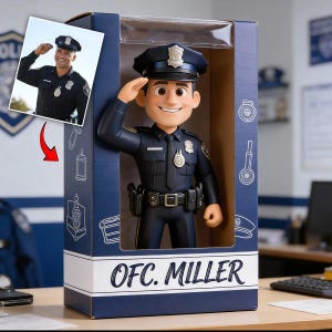 Placa de acrílico 2D personalizada para policial, placa plana para colega policial aposentado, presente para pai ou marido, caixa de boneca não real ipatuplc00124