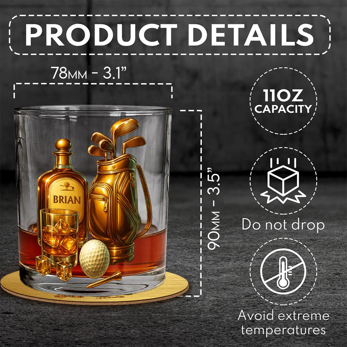 Whiskey and Golf Personalized Whiskey Glass, Playing Golf Drinking Wine Glass for Whiskey Lover, Decanter Set Gift for Golfer ipatugof00044