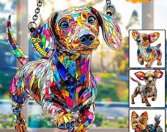Love Dachshunds Personalized Dog Window Hanging Suncatcher Ornament, Acrylic Dog Lover Suncatcher Gift for Dog Mom Dad ipatudsh00007