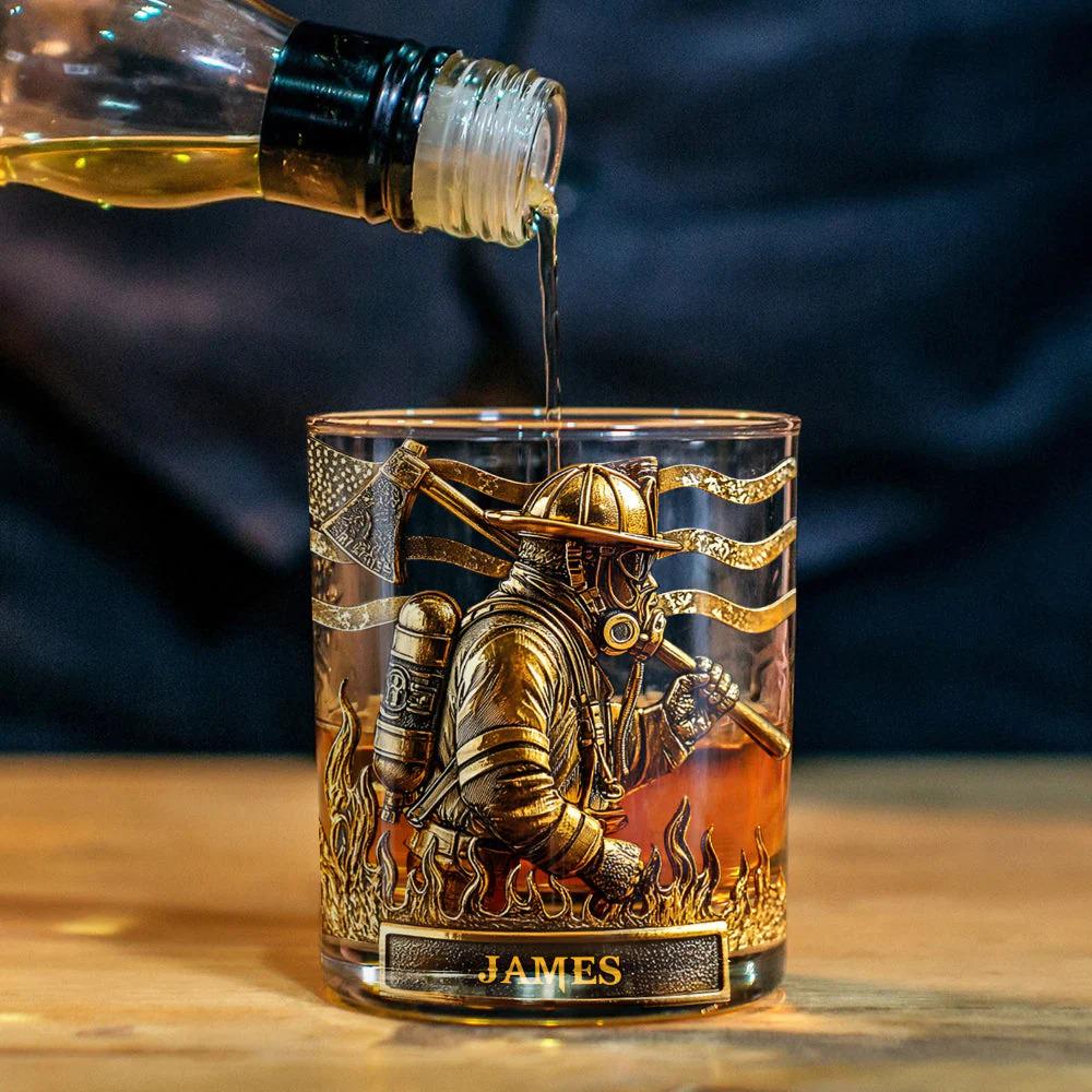Feuerwehr Whiskygläser 2er Set – 340 Ml Mit US-Flagge Design, Geschenk Für Feuerwehrmann & Ersthelfer