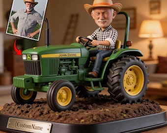Placa acrílica 2D personalizada con la imagen de un agricultor conduciendo un tractor, letrero plano para subir fotos de la granja, regalo rústico para papá, figura no real ipatufam00032