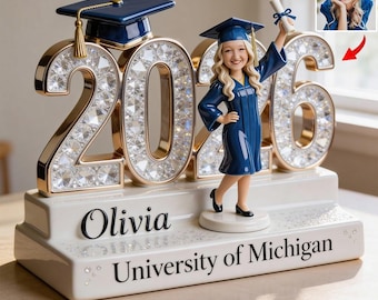 Targa in acrilico personalizzata per la classe di laurea del 2026, cartello da scrivania piatto con foto da caricare, regalo per laureati universitari ipatugrd00032