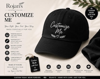 Personalized Hat | Embroidery or Print | Gift for Him and Her