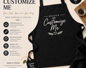 Personalized Custom Bib Apron | Name, Text, Logo | Made in Canada