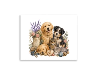 Puppy and Kitten Watercolor Art Print – Dog and Cat Lover Gift