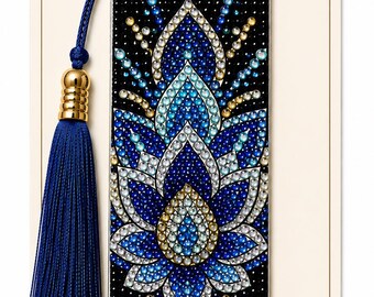 Mandala Lotus Rhinestone Bookmark, Sparkling Floral Design, Reader Gift