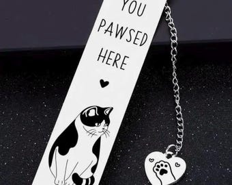 Personalized Cat Bookmark | Engraved Stainless Steel Book Lover Gift