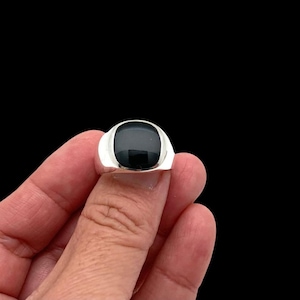 Signet Ring Men, Black Onyx Styled Ring, Hipster Ring, Men&#39;s Silver Ring, Gift for Him, Modern Men Ring, Husband Best Gift, Ottoman Mens