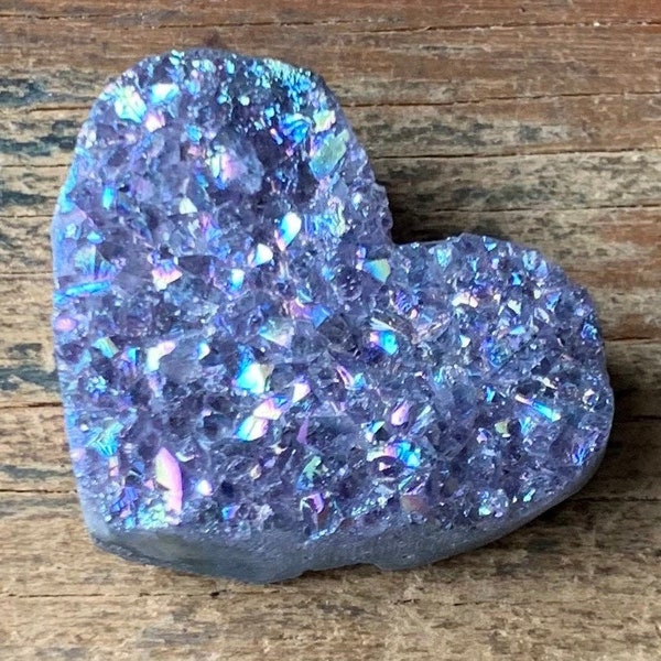 Small Angel Aura Amethyst Heart Cluster from Brazil