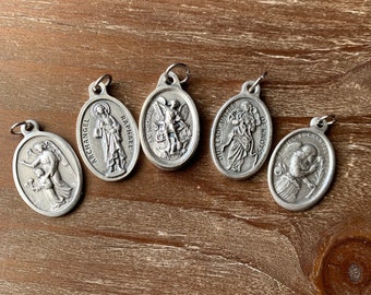 Guardian Angels Catholic Religious Medals lot of 5 Archangels Pewter Made in Italy