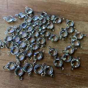 Silver Plated Swarovski Channels Clear Crystal Rare lot of 10 - two loops 6mm
