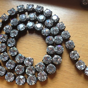 Large Rhinestone Chain Aged Patina 6mm Crystals 1 foot