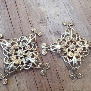 Brass Filigree Stamping Component lot of 2 Destash Sale