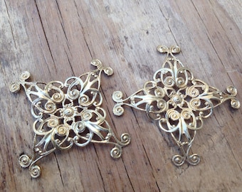 Brass Filigree Stamping Component lot of 2 Destash Sale