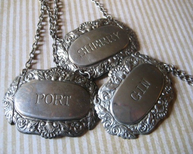Vintage Decanter Labels Silverplate Etsy