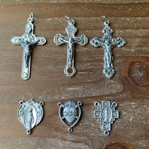 Rosary Parts Crucifix Cross Jesus Sacred Heart Mary Angels Centerpieces Made in Italy Your Choice