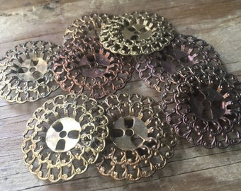 Vintage Brass Filigree Stamping Component lot of 4