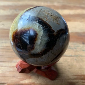 Septarian Sphere with Wooden Stand