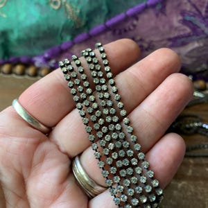 Rhinestone Chain Aged Patina 1 foot of 3mm