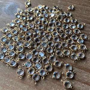 Gold Plated Swarovski Channels Clear Crystal Rare lot of 10 pieces  two loops 6mm Connectors