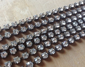 Rhinestone Chain Aged Patina Bulk 10 feet of 4mm Chain