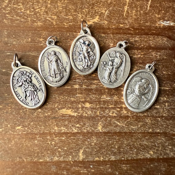 Guardian Angels Catholic Religious Medals lot of 5 Archangels Pewter Made in Italy