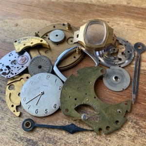 Vintage Watch Part lot of 14 pieces Pocket Watch Clock Hands Steampunk Mixed Media