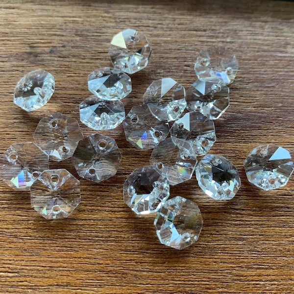 Small Chandelier Crystals lot of 10 two holes 10mm