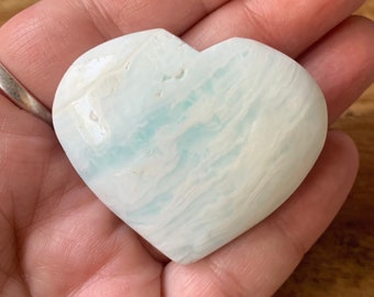 Caribbean Calcite Heart Small Palm Stone