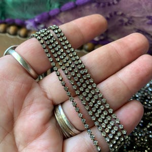 Rhinestone Chain Aged Patina 3 feet Tiny 2mm